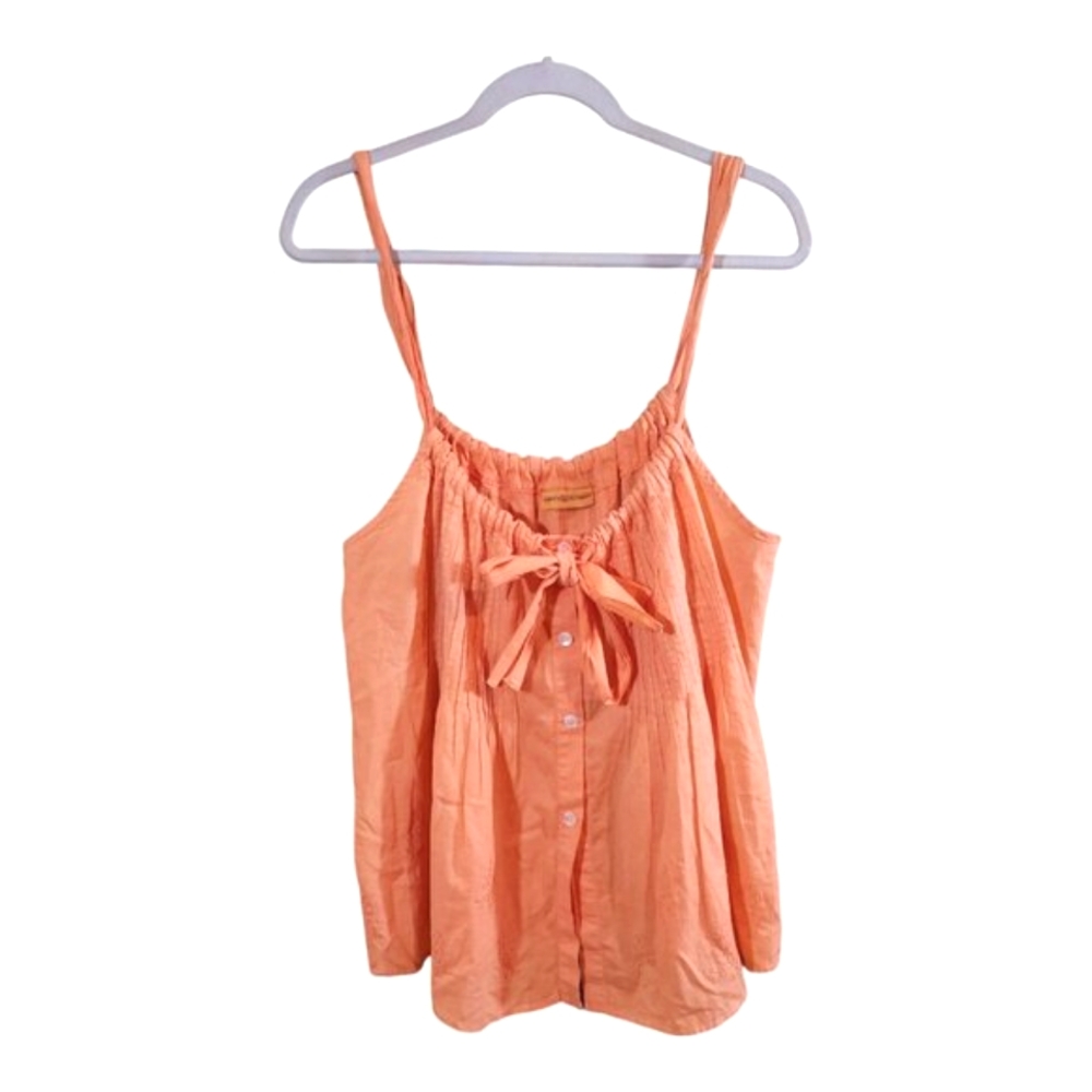 Roberta Freymann Embroidered Floral Tie-front Pintuck Tank Resortwear Women's M